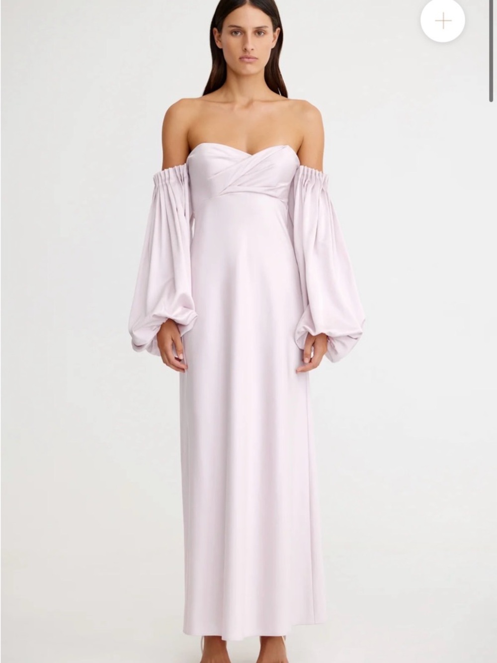 Off-Shoulder Maxi Dress with Balloon Sleeves in Light Lilac